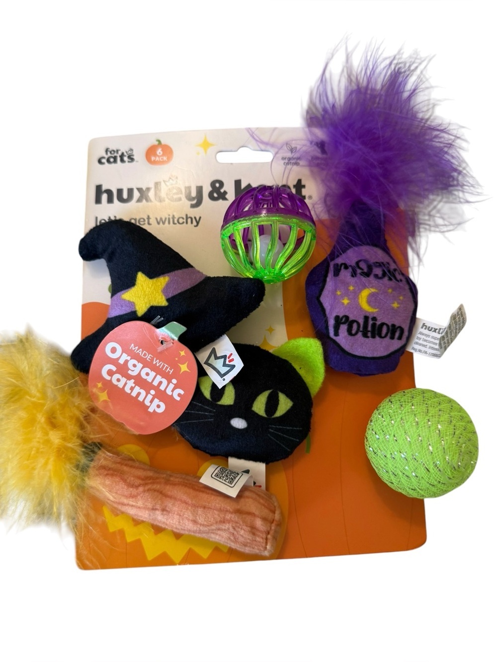 Huxley & Kent Let’s Get Witchy Halloween Cat Toys 6 Pack Catnip New